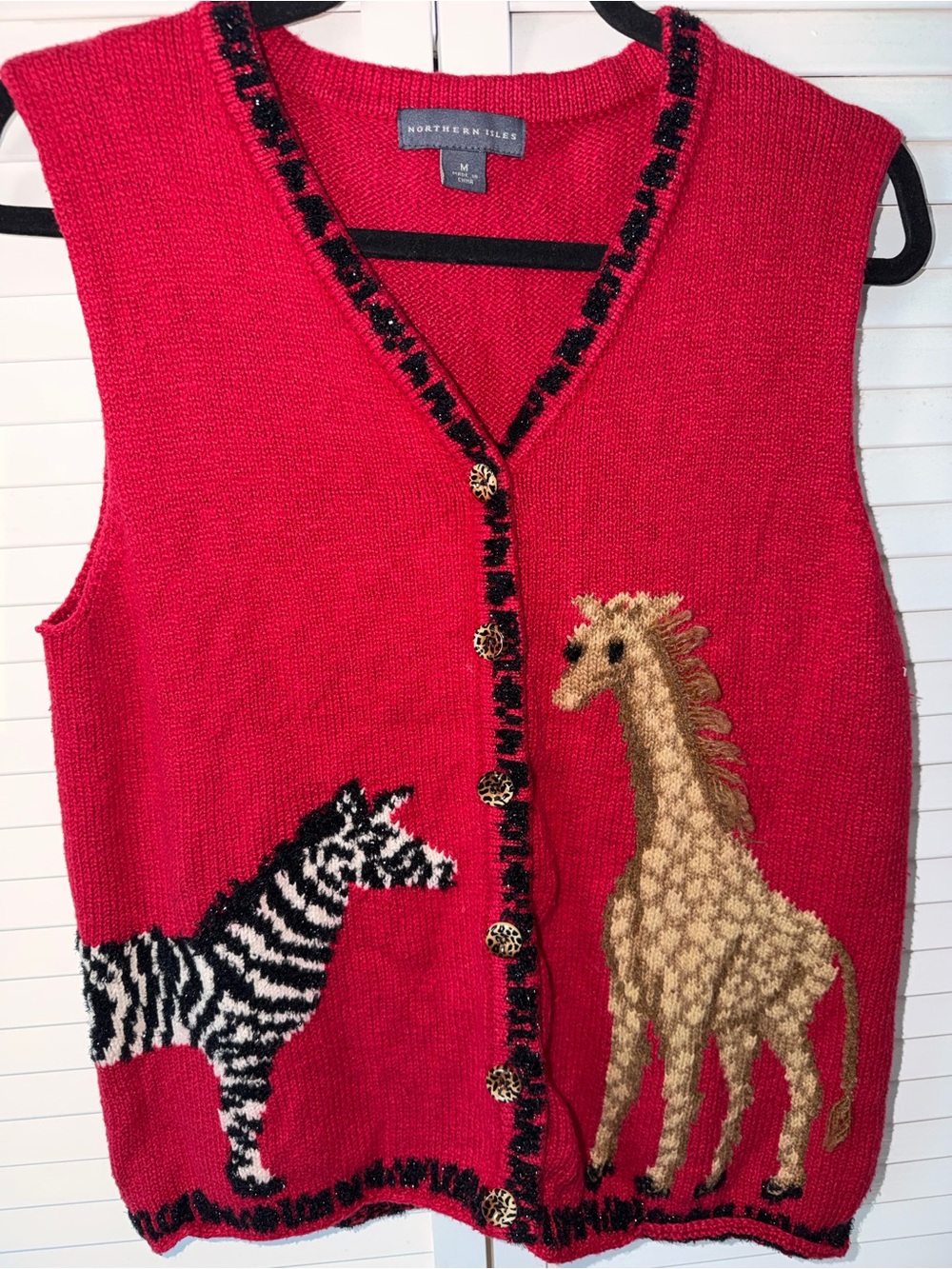 Northern Isles Women's Red Animal Intarsia Knit Vest